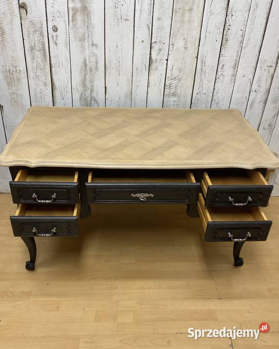 Biurko dębowe odnowione Francja II pół XX wieku wielkopolskie Poznań