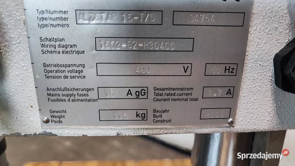 Wiertarka stołowa W Alzmetall Alzstar 15 TS małopolskie Sucha Beskidzka