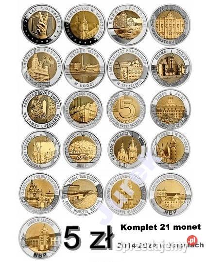 5 KOMPLET 21 MONET UNC 2014 2024 MENNICZE Odkryj Katowice