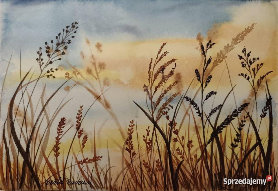 Akwarela Akwarelka Obraz pt Żółty sen o niebie Malarstwo