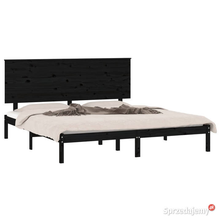 Rama łóżka czarna lite drewno sosnowe 200 x 200 mazowieckie