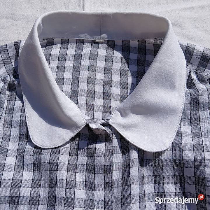 Koszula Szara kratka Biały kołnierzyk 38 40 małopolskie Nowy Sącz