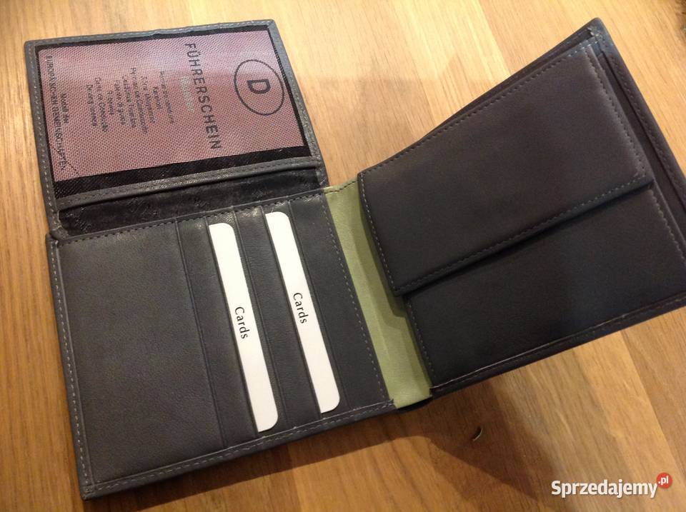 Portfel Skórzany Męski SzaryNowy Skóra Naturalna Nowa Sól sprzedam