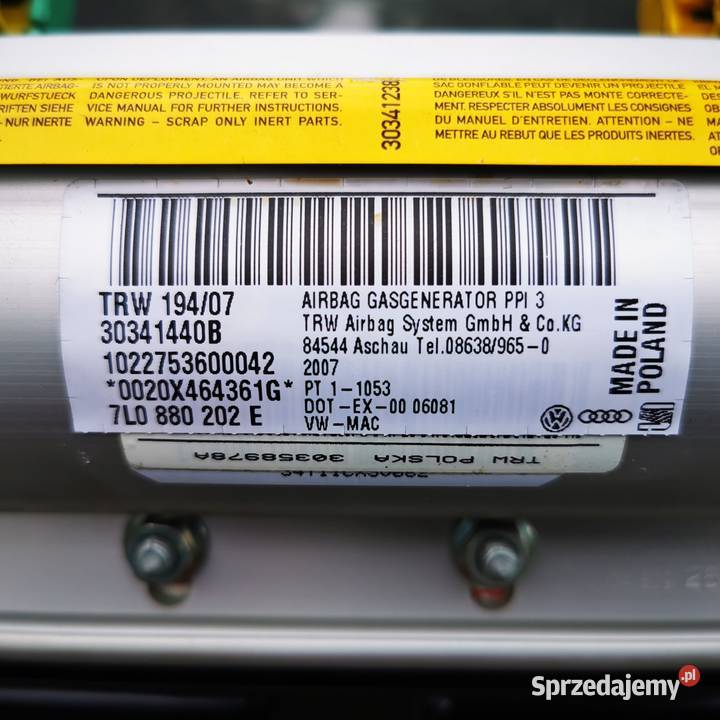 PODUSZKA AIRBAG PASAZERA VW TOUAREG 7L LIFT