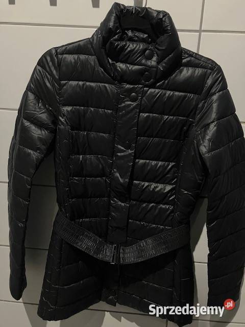 czarna kurtka xs 34 kołnierz stójka pas Kurtki i płaszcze Toruń