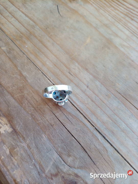 Niezapominajki z turkusem srebrny pierscionek Nowy Sącz