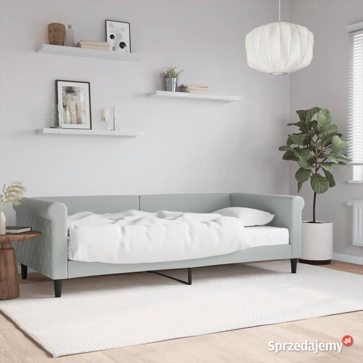 Sofa z materacem do spania jasnoszara aksamit Warszawa sprzedam
