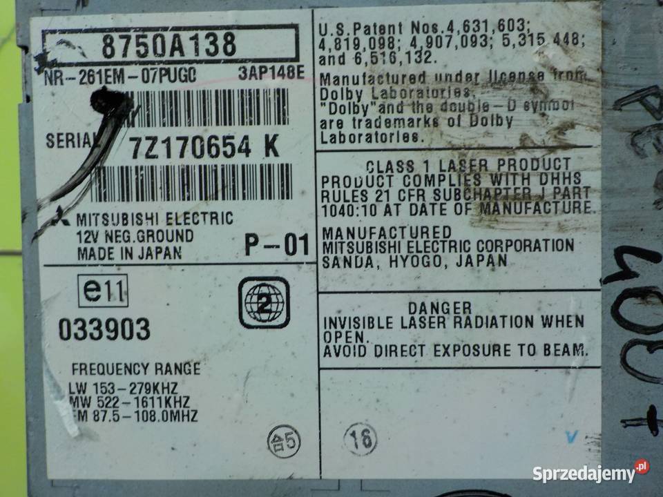 PEUGEOT 4007 22 HDI 08r 5D radio CD 8750A138