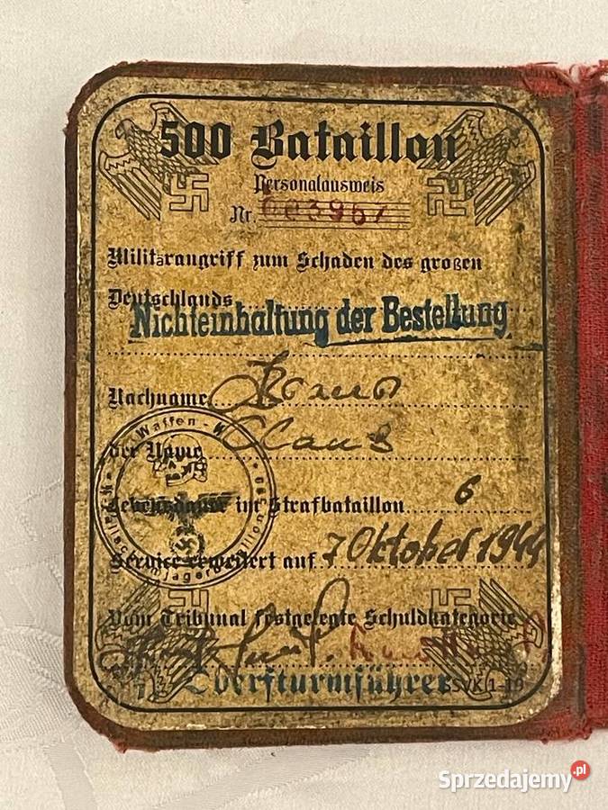 Legitymacja niemiecka okres III Rzesza sprzedam