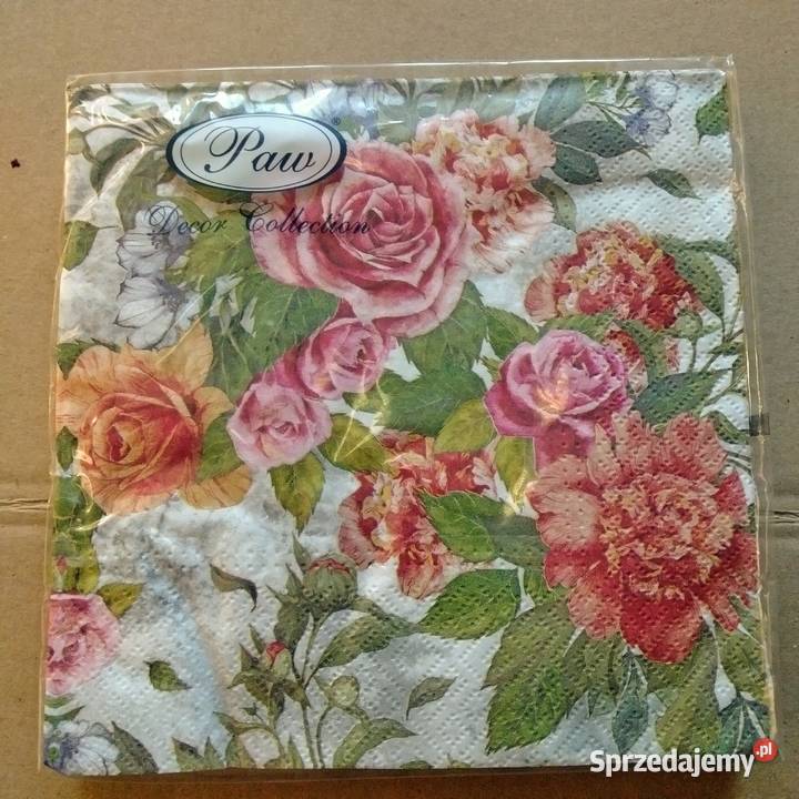 Serwetki PAW piwonie kwiaty róże 20 sztuk Skarżysko-Kamienna