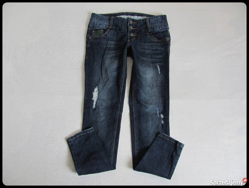 RAINBOW spodnie jeansowe z przetarciami 38 M Spodnie mazowieckie