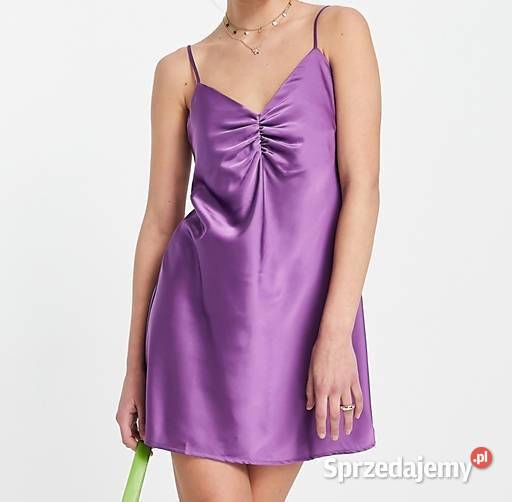 Stradivarius fioletowa mini sukienka satynowa 36