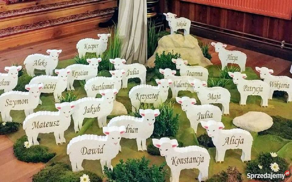 Owieczka z imieniem dziecka dekoracja Pierwsza