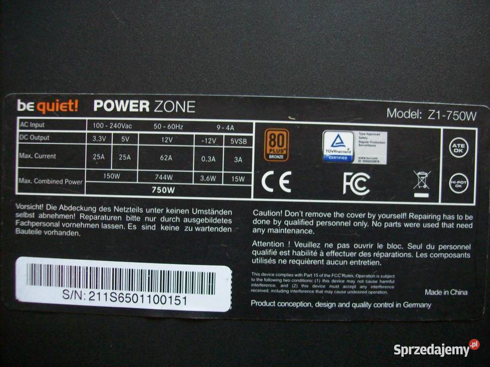 Zasilacz komputerowy BE QUIET Power Zone Z1750W Radom