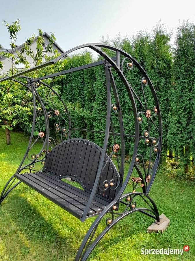 Huśtawka ogrodowa metalowa kuta czarny Huśtawki