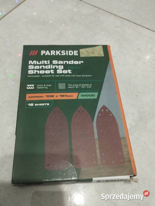 Parkside papier ścierny do drewna 102x151 Nowy Warlubie sprzedam