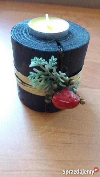 ŚWIECZNIK drewniany na podgrzewacz tealight wielkopolskie Złotniki sprzedam