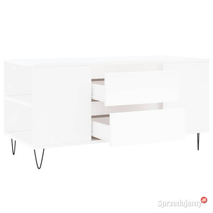 Stolik kawowy biały 102x445x50 materiał