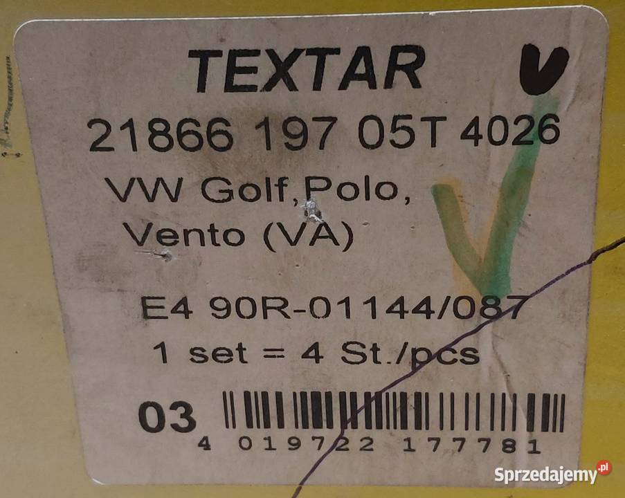 KLOCKI HAMULCOWE PRZÓD SEAT IBIZA II VW GOLF III Mielęcin