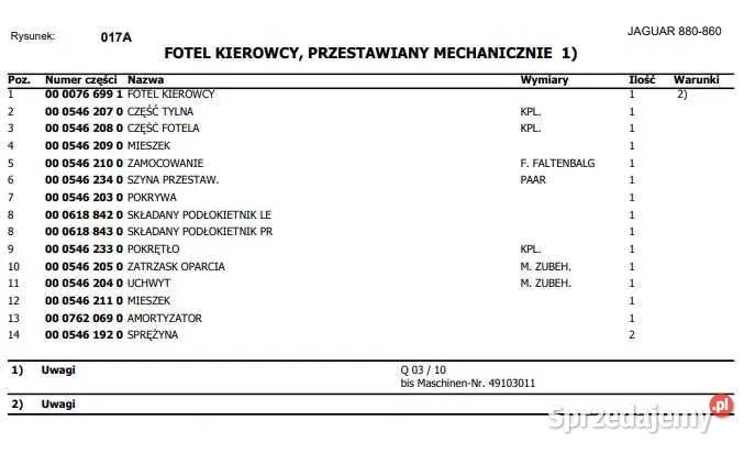 Katalog części Claas JAGUAR 880 860 typ 489 typ Zduńska Wola