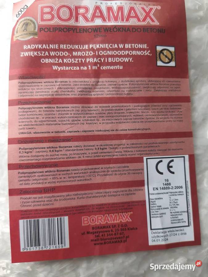 Włókna mikrozbrojenie 12mm 600g lubelskie