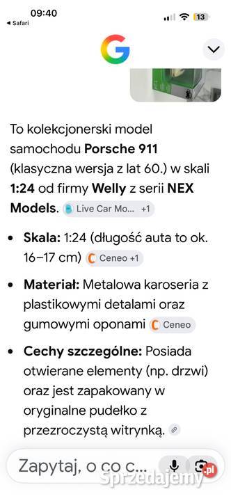 Model kolekcjonerski Porsche 911 1964 łódzkie Łódź sprzedam