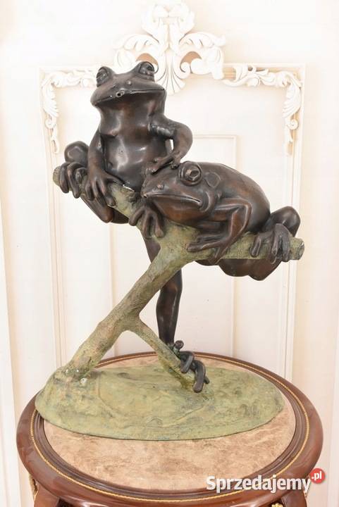 Dwie Żaby na Gałęzi Żaba Fontanna z Brązu Figura Kraków