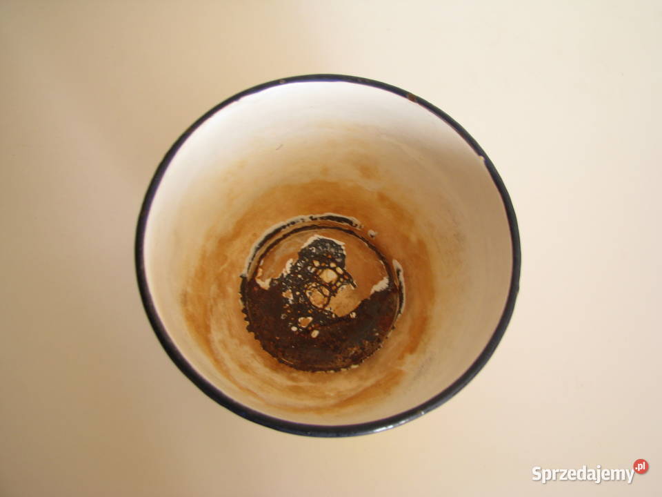 Piękna stara metalowa emaliowana na żółto miska Antyki, Sztuka, Kolekcje Brzegi