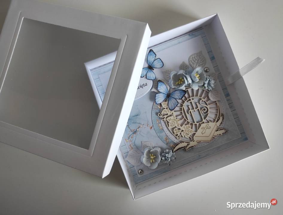 Kartka w pudełku ręcznie robiona na Pamiątkę