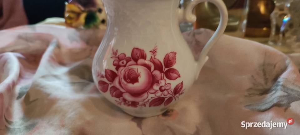 Mlecznik z różową różą biel porcelana Arzberg Wrocław