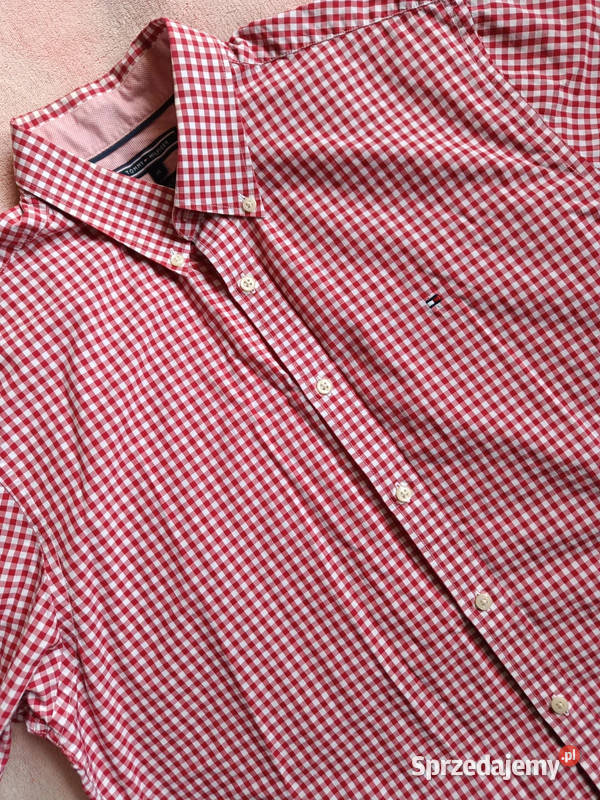 Koszula Tommy Hilfiger czerwona w białą kratkę r Odzież wyjściowa Dąbrowica