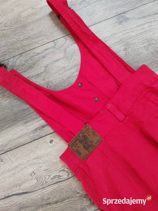 Czerwone Ogrodniczki Jeansowe Vintage Cross 34 Jasło sprzedam