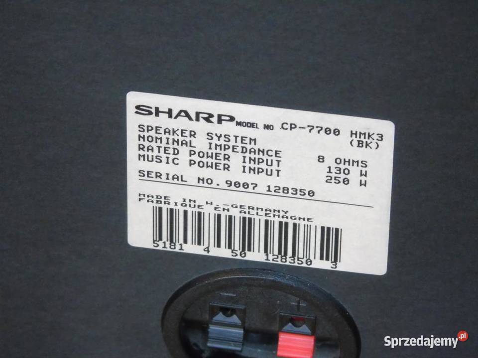 Kolumny SHARP CP7700 mocne 2 x 250 wat 8 ohm Jasło