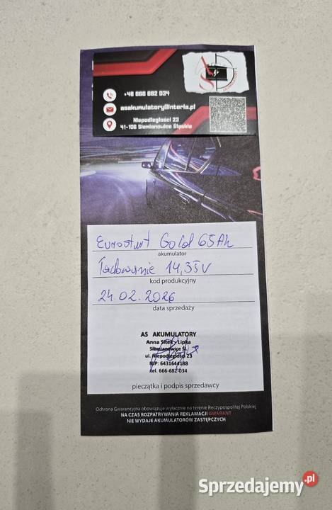 Akumulator Eurostart Gold 12V 65Ah 650A prawie osobowe Katowice