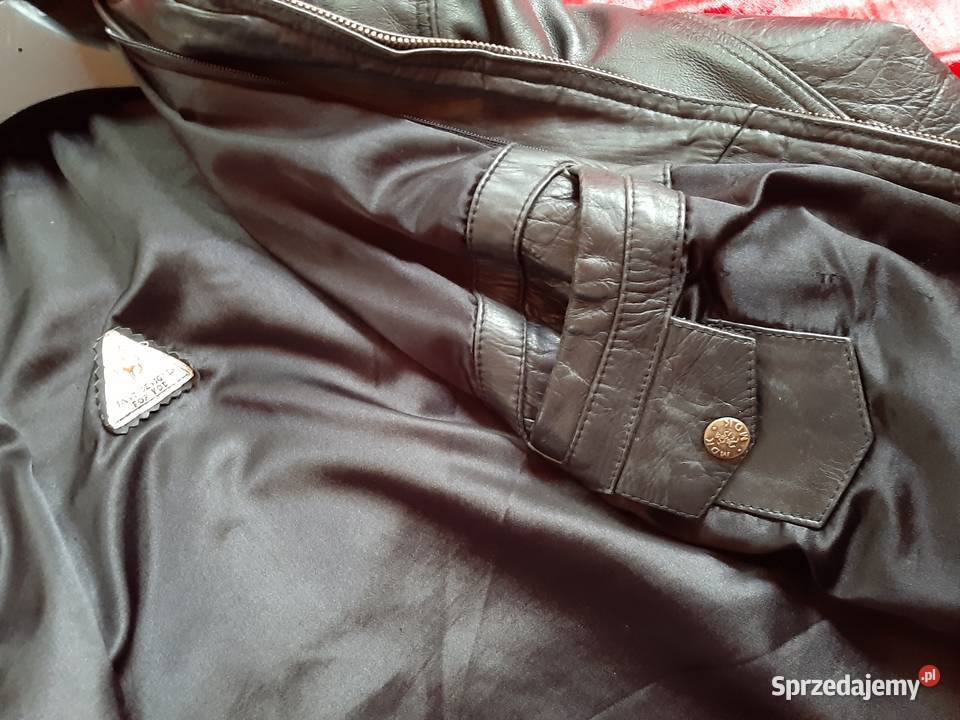 Kurtka skórzana skóra czarna L długa gruba skóra mazowieckie Konstancin-Jeziorna sprzedam