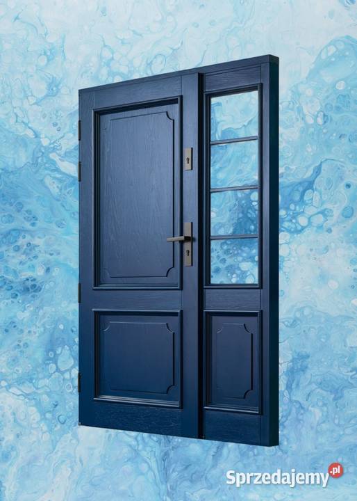 Drzwi Zewnętrzne Wejściowe Drewniane TURKUSOWE Ostrołęka