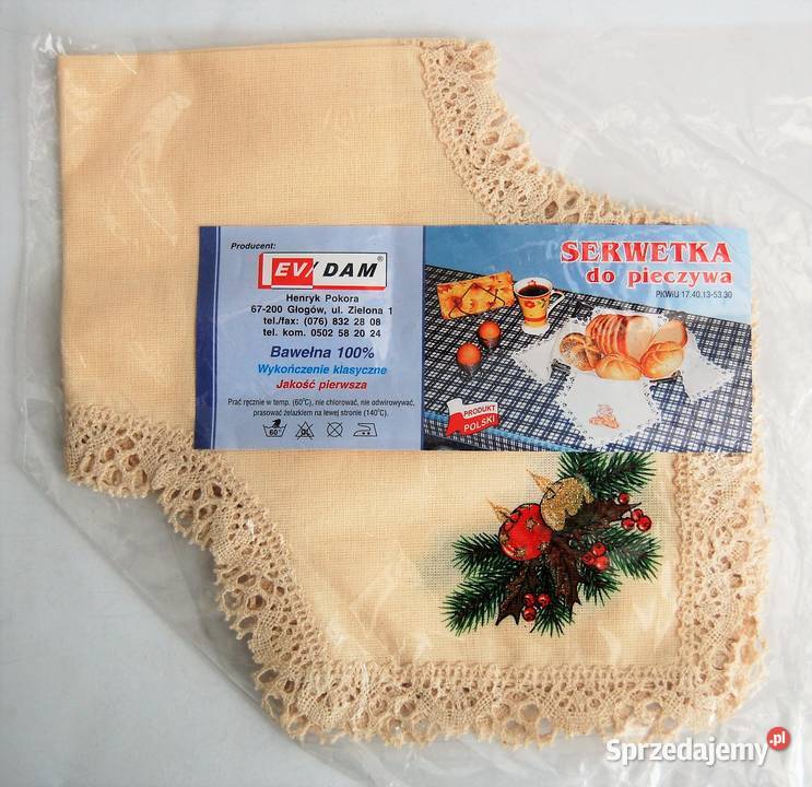 Świąteczna serwetka do pieczywa bawełna beż Boże Lublin sprzedam