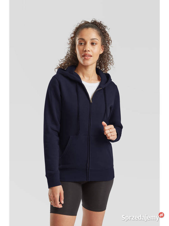 Damska bluza z kapturem rozpinana granatowa Odzież sportowa