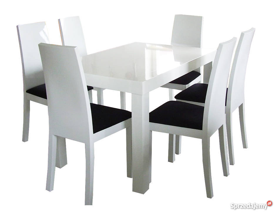 Stół i 6 krzeseł biały połysk na wymiar od producenta - hit
