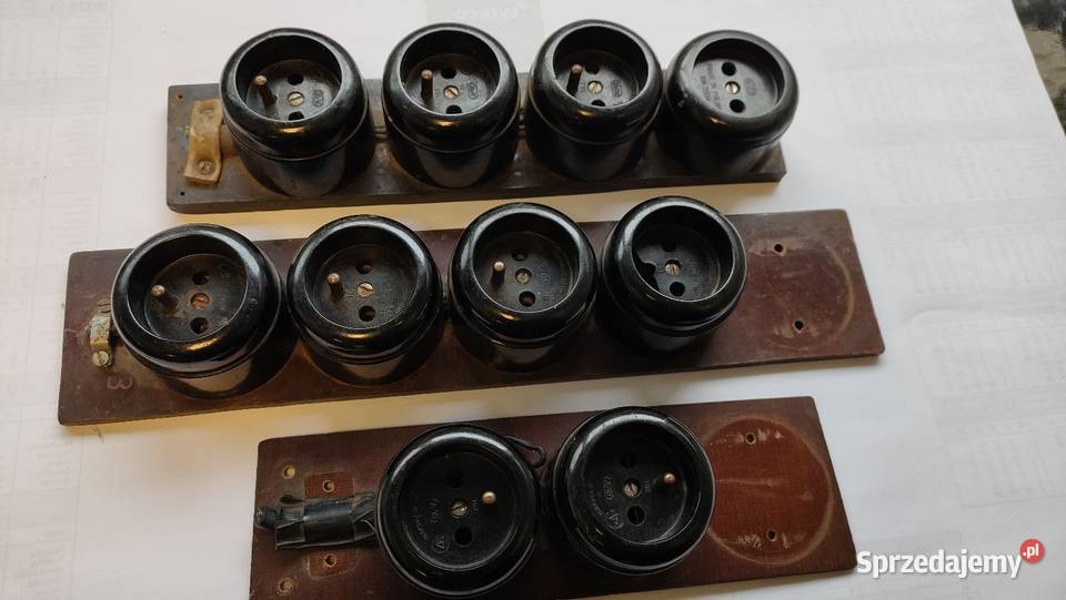 Gniazdko elektryczne bakelit loft czarne PRL Gniazda Szczecin sprzedam