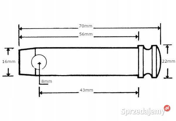 Sworzeń bolec standardowy 16 x 43 mm Kamionna
