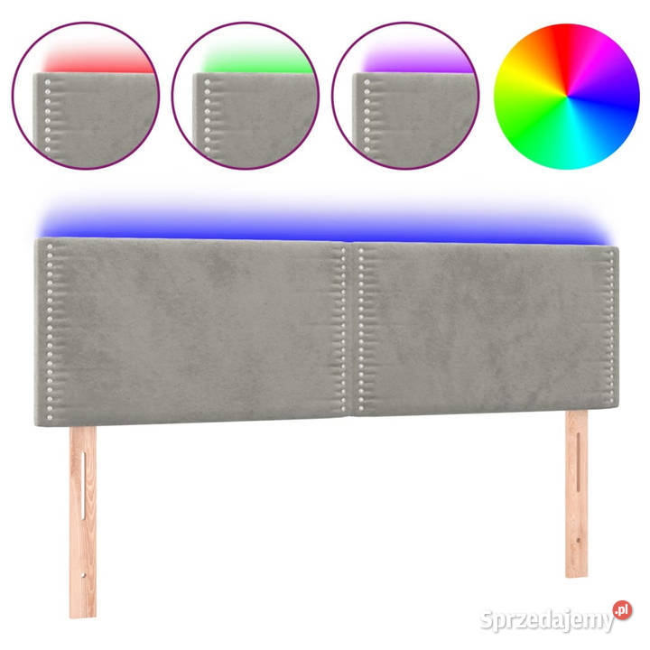 Zagłówek do łóżka z LED jasnoszary 144x5x7888 Ramy i stelaże Warszawa