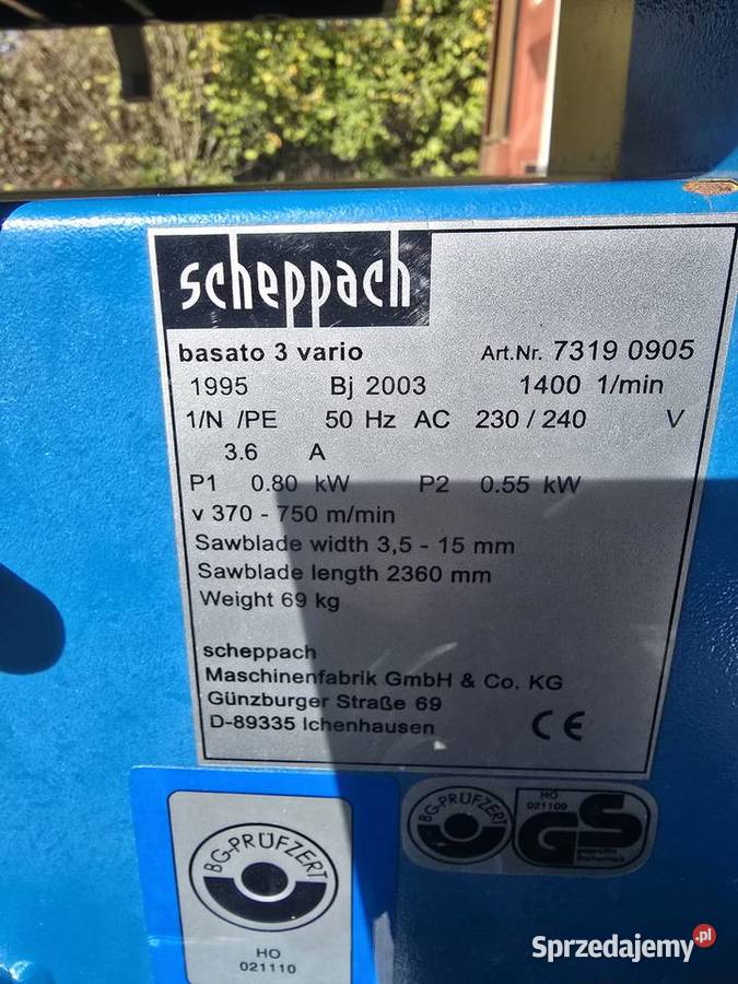 Piła Taśmowa Scheppach Basato Banzega Taśmówka Zamość