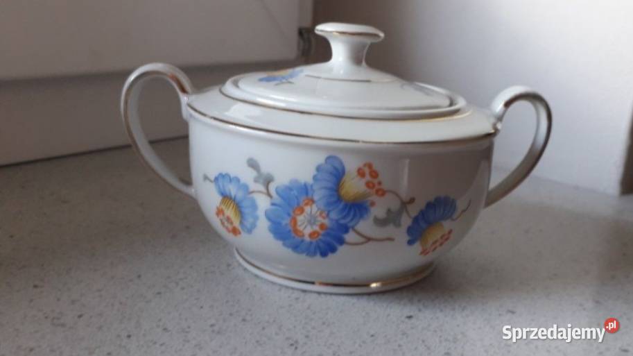 Kahla cukiernica porcelanowa niebieskie kwiaty Porcelana i szkło Gryfino