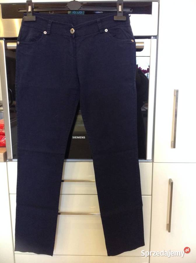 Włoskie Spodnie Granatowe Damskie S Zamki