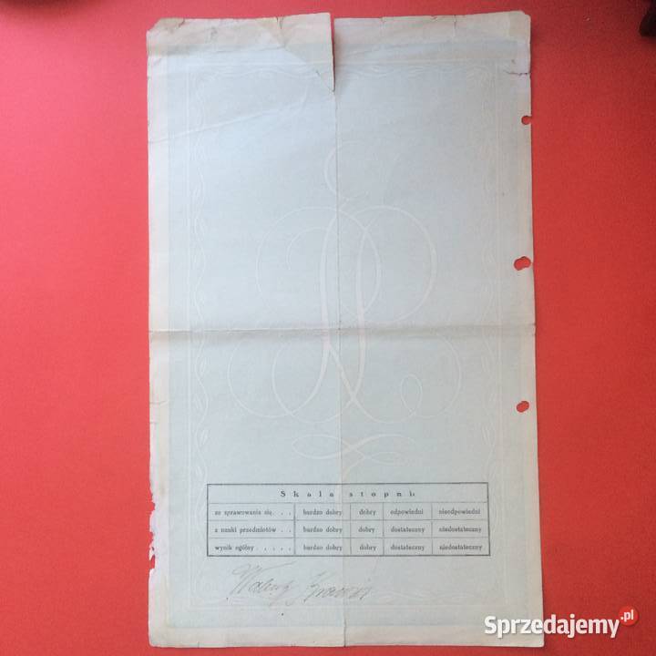 1799 Świadectwo Szkolne Odolanów 2 Krawiec Szczecin