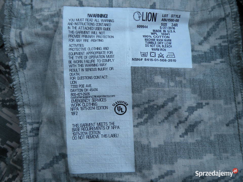 Spodnie ABU tiger stripes 34R ripstop cotton dolnośląskie Wrocław sprzedam
