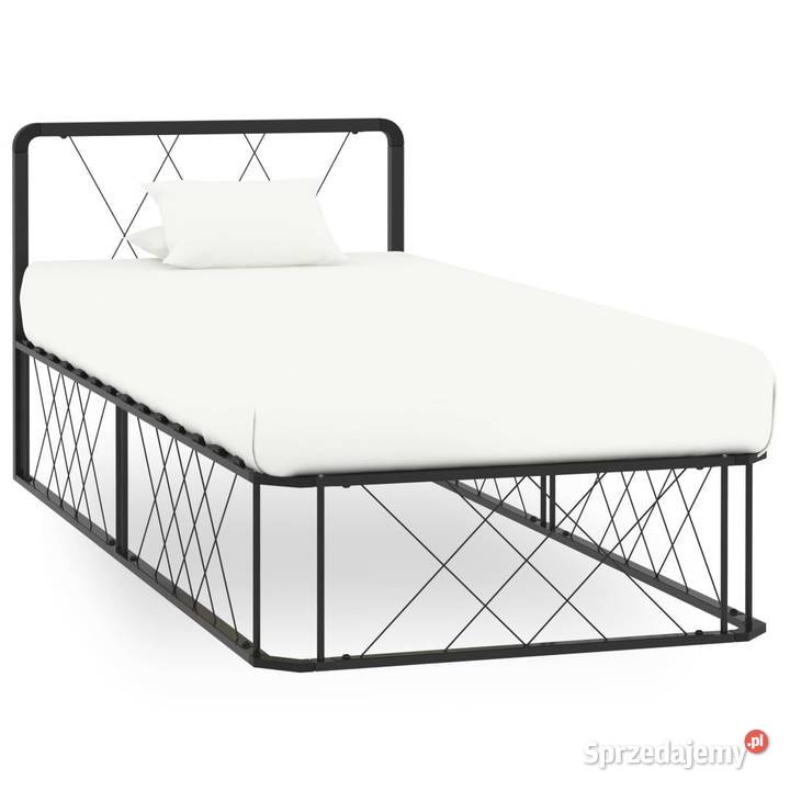 vidaXL Rama łóżka, czarna, metalowa, 90 x 200 cm (284587)