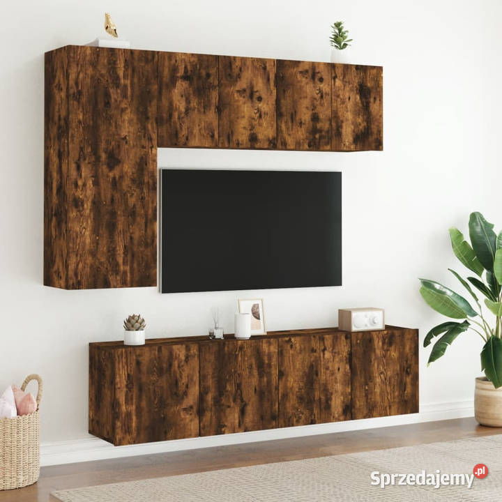 Ścienne szafki TV 2 przydymiony dąb 60x30x41 Warszawa sprzedam