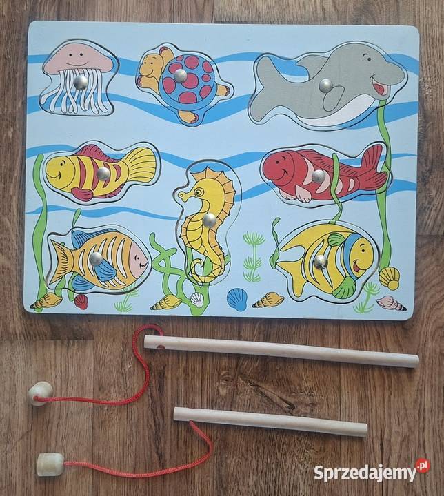 Drewniane rybki z wędką na magnes puzzle Zielona Góra